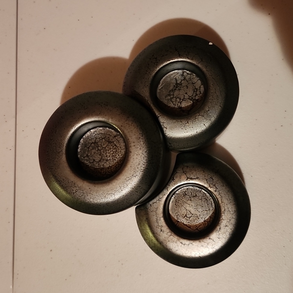 PARTYLITE Black & Grey Crackle Candle Holders Set of 4